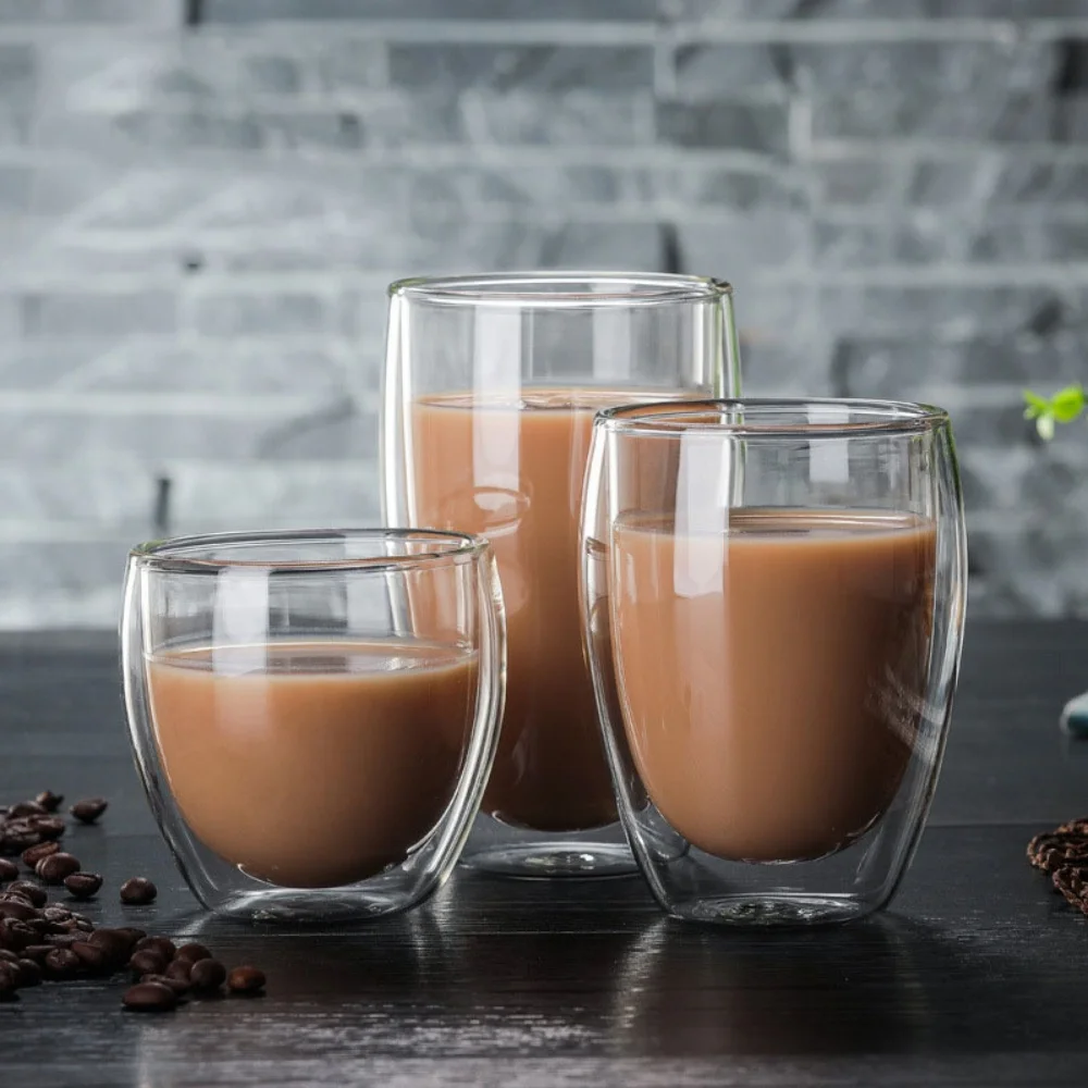 80/150/250/350/450ml Double-Layer Glass Cup,Transparent Insulated Double-layer Drinking Cup,Home Coffee Cups,Milk Cups,Tea Cups