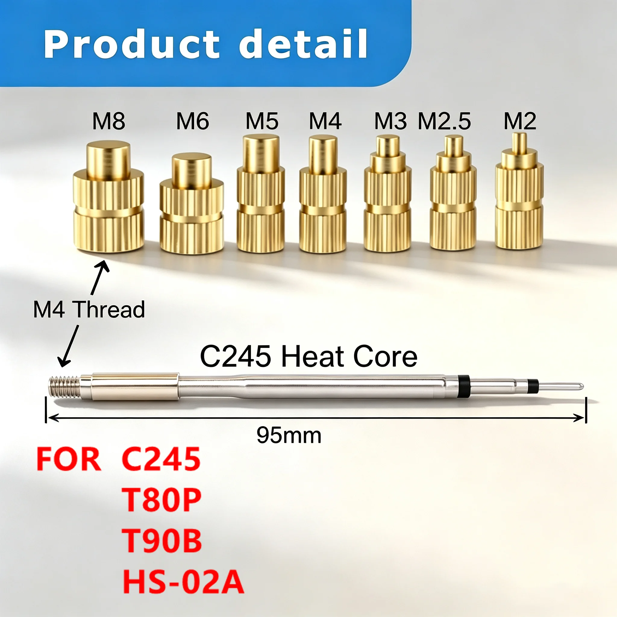 HS02A C245 T80P T90B Soldering Iron Tips for Heat Insert Nut M2-M8 Embedded Kit For 3D Printer Part