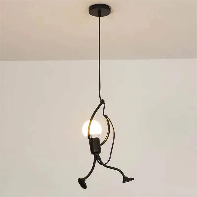 Creative Chandelier Modern LED Little Man Ceiling Lamp Children's Room Chandeliers Children Bedroom Decor E27 Pendant Light
