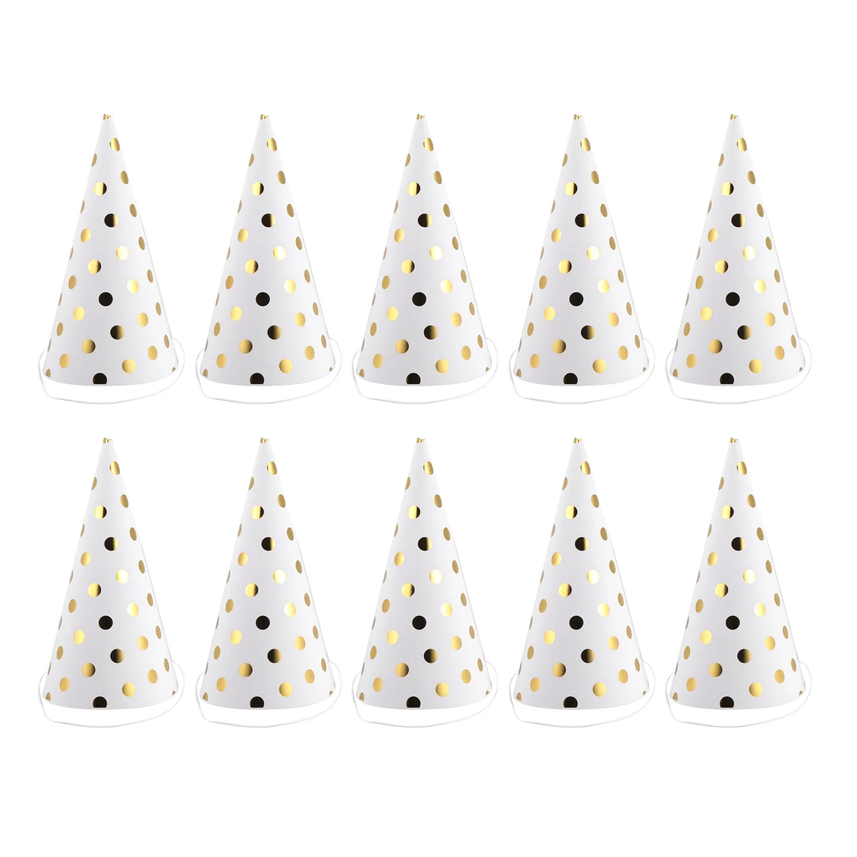

10pcs Children Birthday Party Triangle Hat Paper Gilding Stripe Rainbow Decor Golden Dots Background Safe Comfortable Party