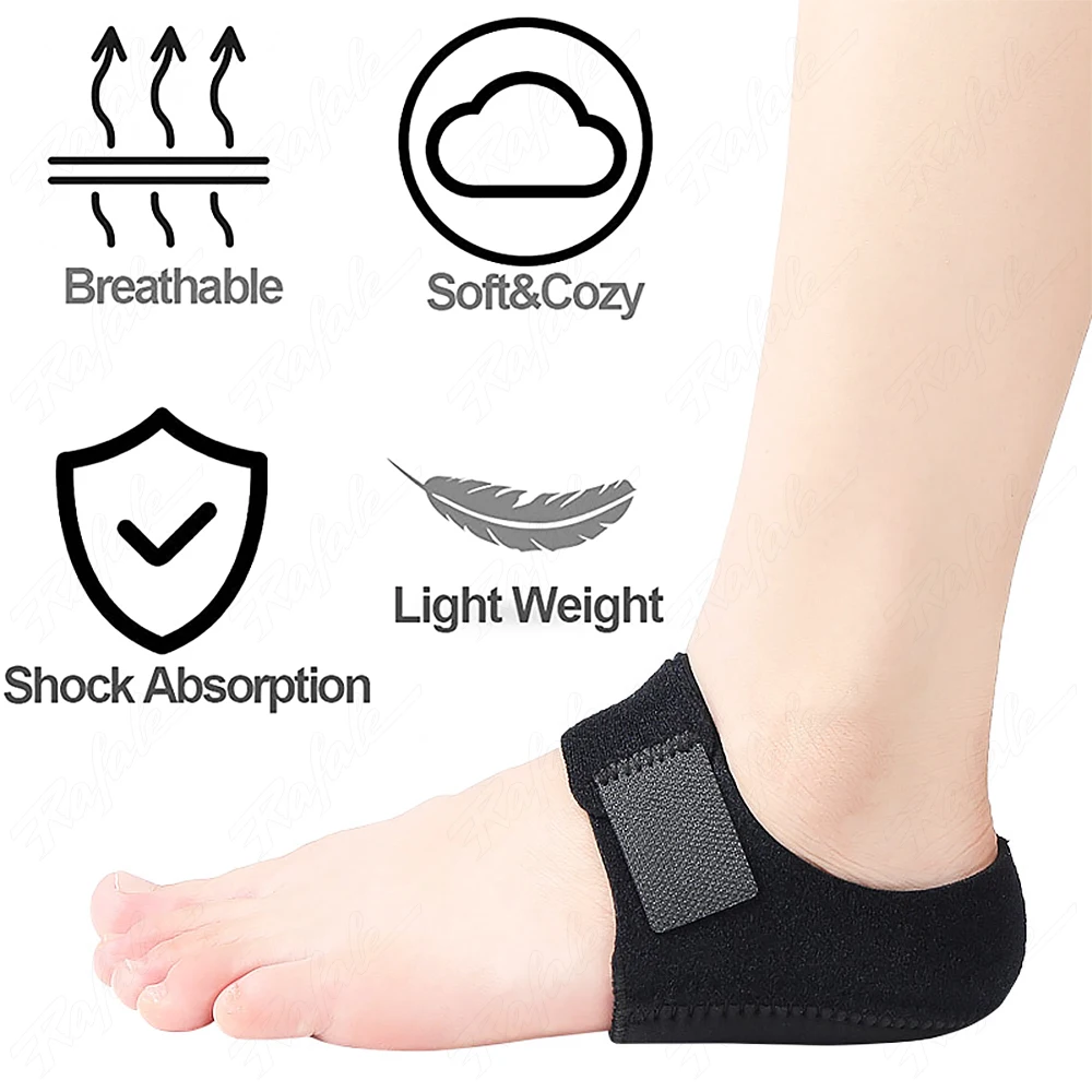 Protetor de calcanhar de silicone para fasceíte plantar, almofadas para sapatos de absorção de choque, copo em u, meias de meio jarda, palmilhas