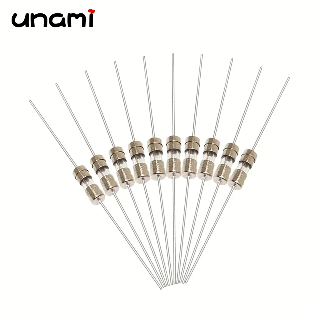 10 pièces 0.5A 1A 1.5A 2A 3A 3.15A 4A 5A 6.3A 8A 10A 15A 250V 3.6x10mm fil de plomb Tube de fusible en verre à soufflage rapide/low 3.6*10