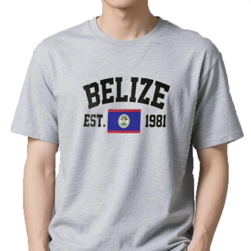 Sensation Belize de repassage 100% coton avec Est T-shirt bleu marine pour hommes et femmes, vêtements décontractés