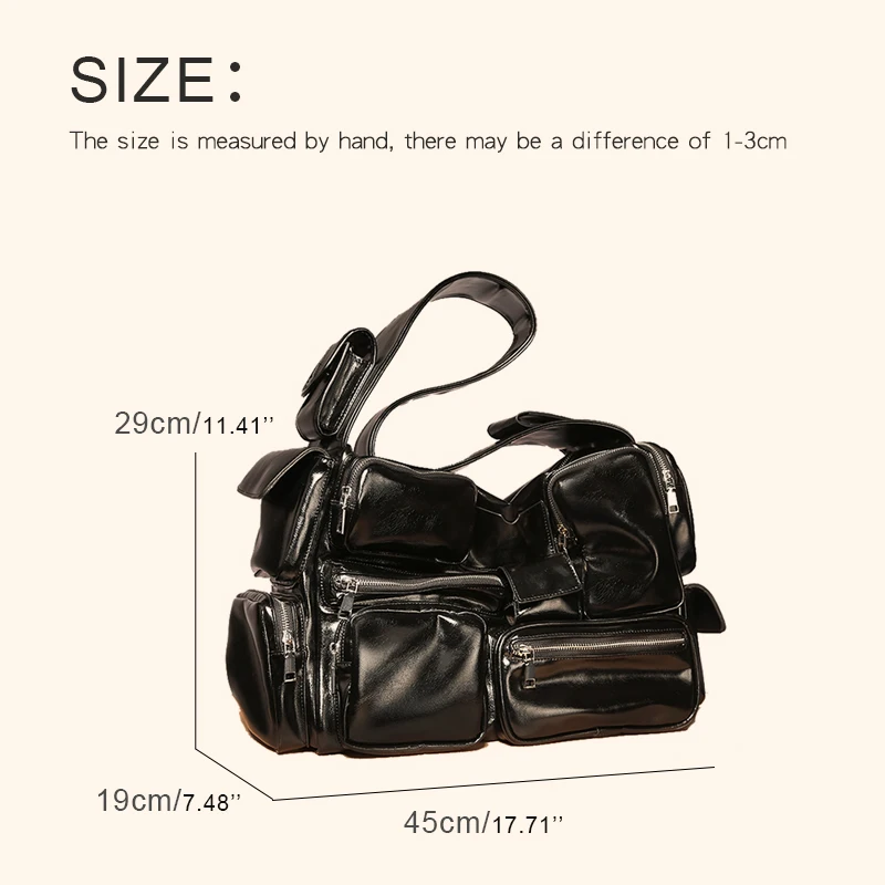 Moto & Biker Large Capacity Box Bags For Womens Luxury Designer Handbag Purses 2023 New In PU Multiple Pockets Underarm Shoulder