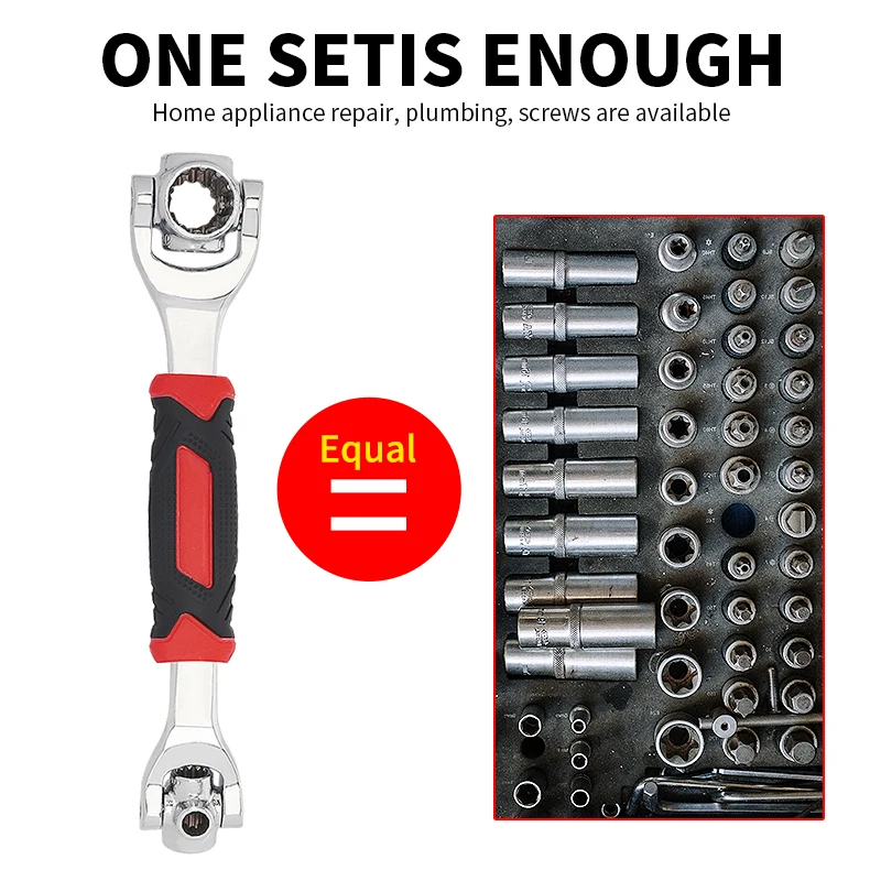 48 in 1 Socket Universal Wrench Multifunction Wrench Tool with 360 Degree Rotating Head Spanner Tool for Home and Car Repair