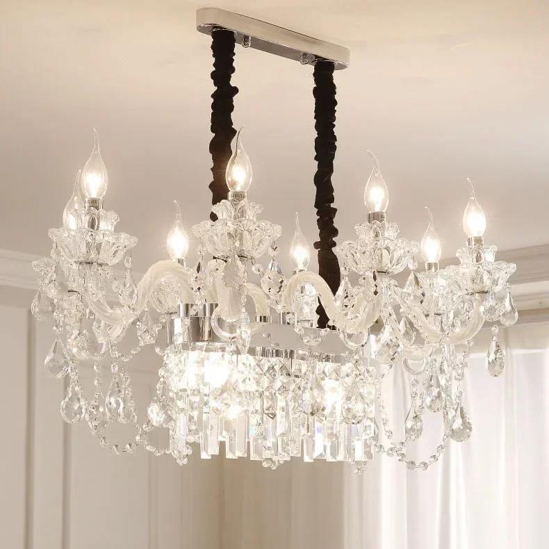 

European Style Dining Pendant Lamp, Rectangular Living Room Decoration, Crystal Lamp, Simple and Atmospheric Home Lamp