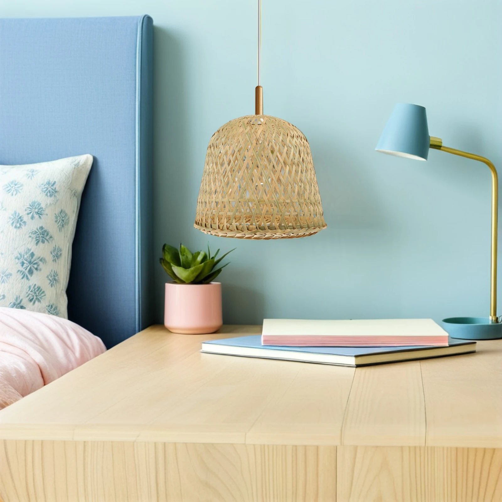 

2Pcs Rustic Bamboo Lampshade Eye Protection Soft Light Easy Installation Home Bamboo Lamp Shade Lamp Shade Replacement Lampshade