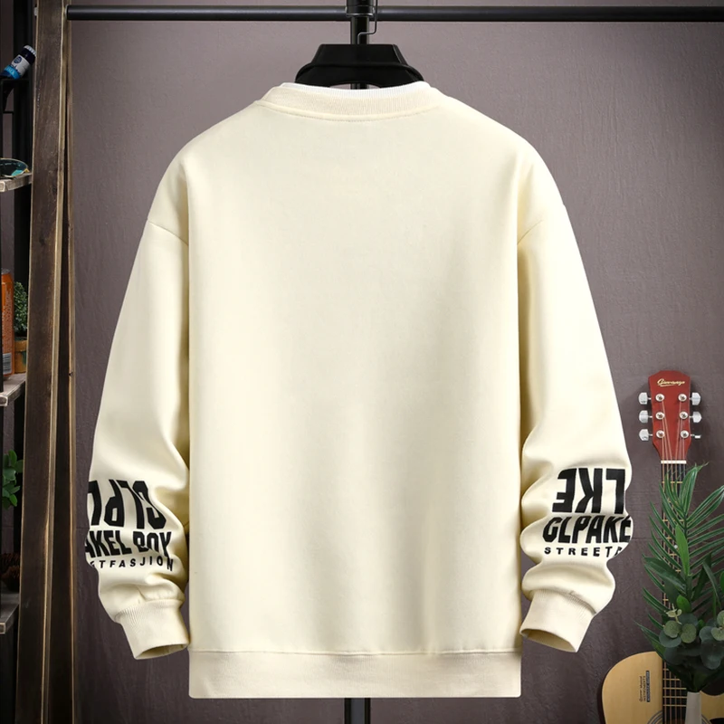 Men\'s Sweatshirt Streetwear Cat Coffee Printed Long Sleeve T-shirt Fashion Men\'s Clothing Casual Crew Neck Harajuku Top 2024 New