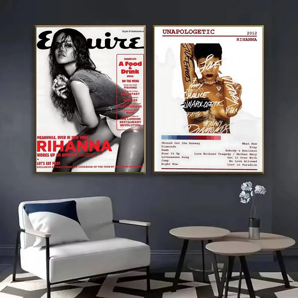 R-Rihanna SINGER Album Poster Waterproof Sticky Wall Art Print For Bedroom Living Room Hallway Bar Home Decor