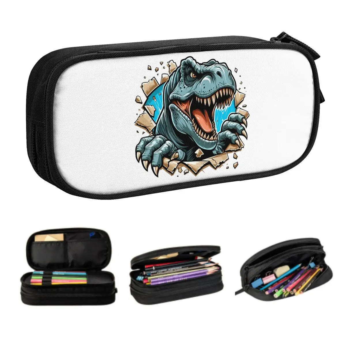 Custom Wild T-rex Dinosaur Roars Cute Pencil Case Boy Girl Large Capacity Pencil Pouch School Supplies