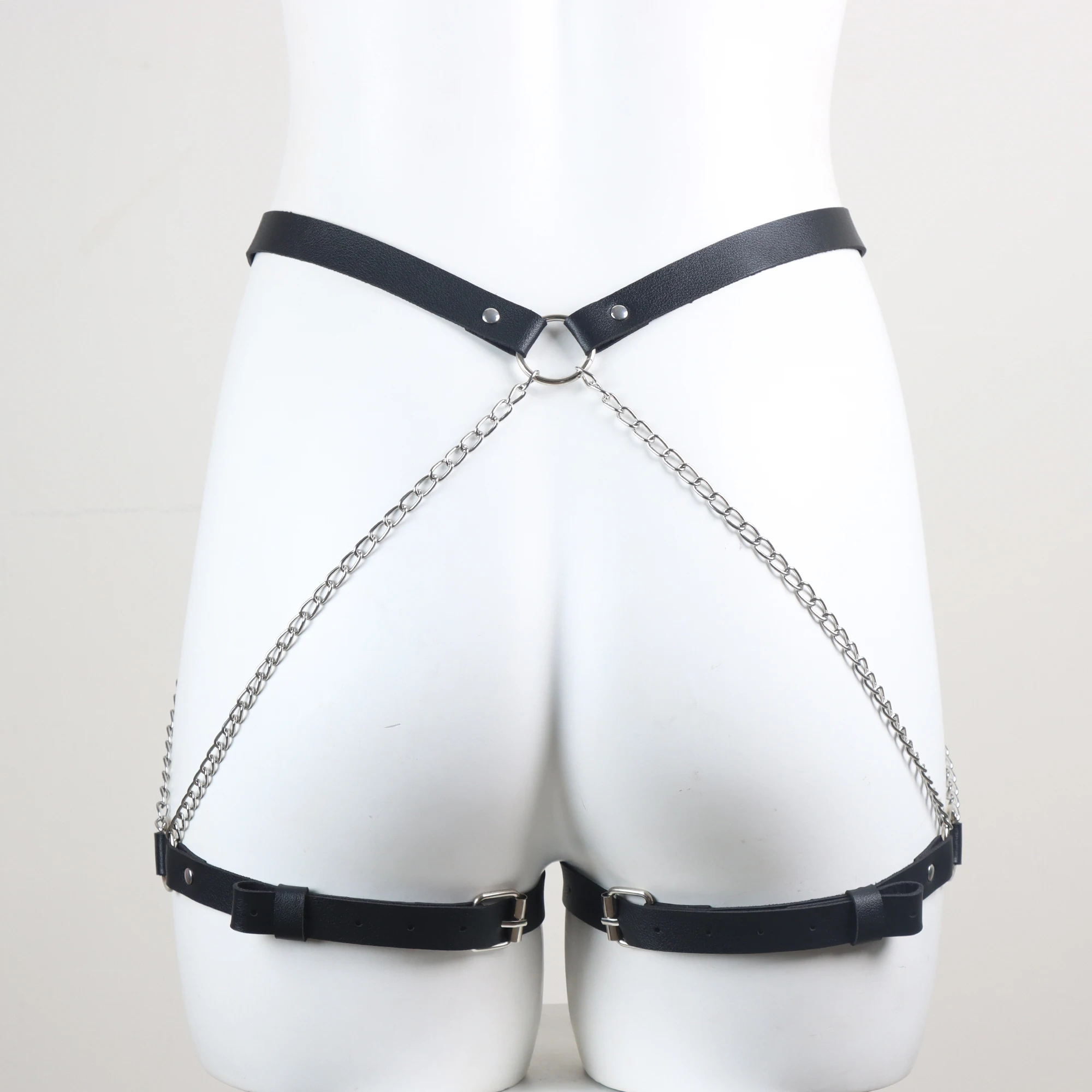 Fullyoung-arnés de pierna de cuero para mujer, liguero, Medias, Lencería erótica, Bondage corporal, cinturón de espada, jaula, tirantes de cintura, Sexy, gótico