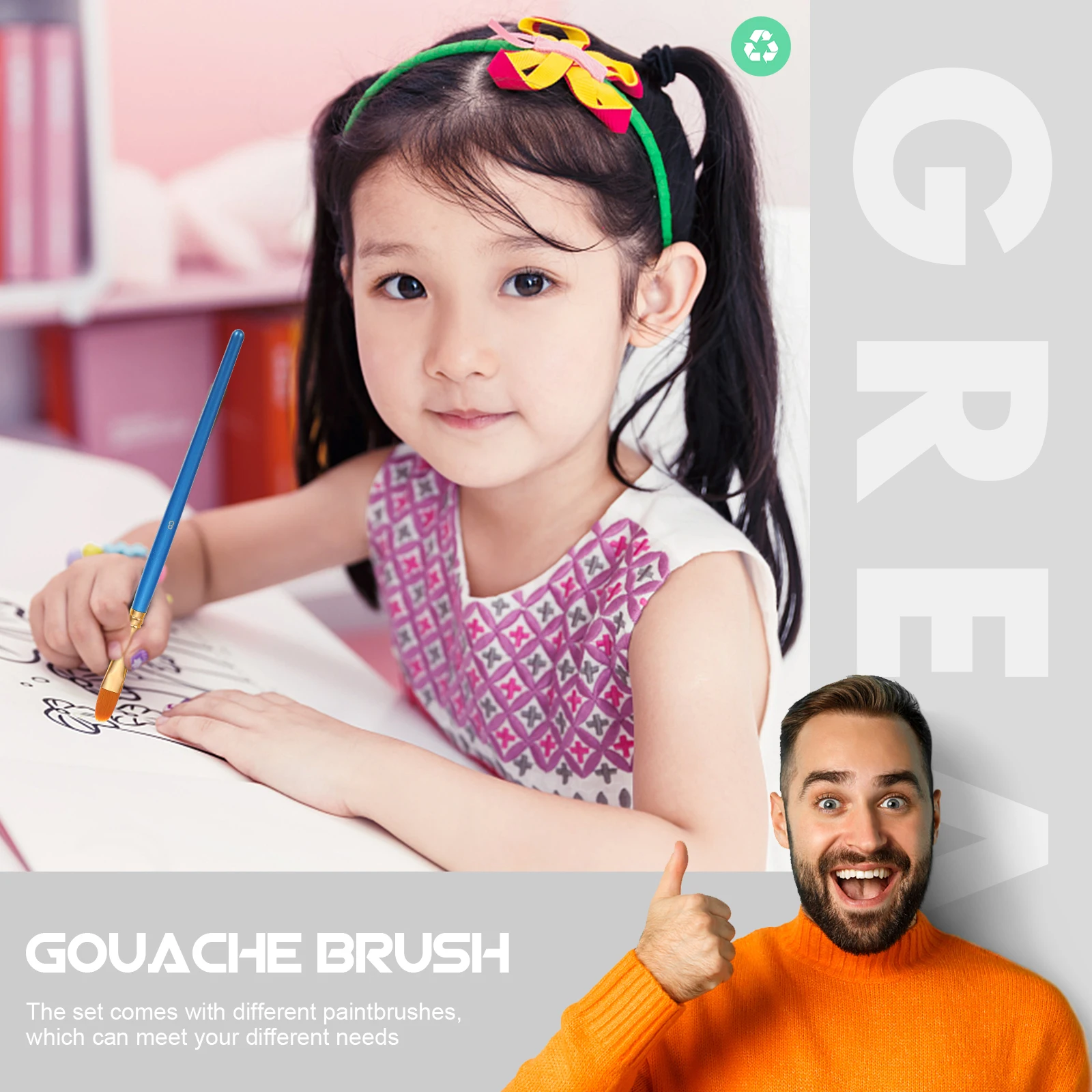 

10Pcs Professional Art Painting Brushes Set Blue Various Sizes for Gouache Watercolor Acrylic Oil Painting Student Art Supplies