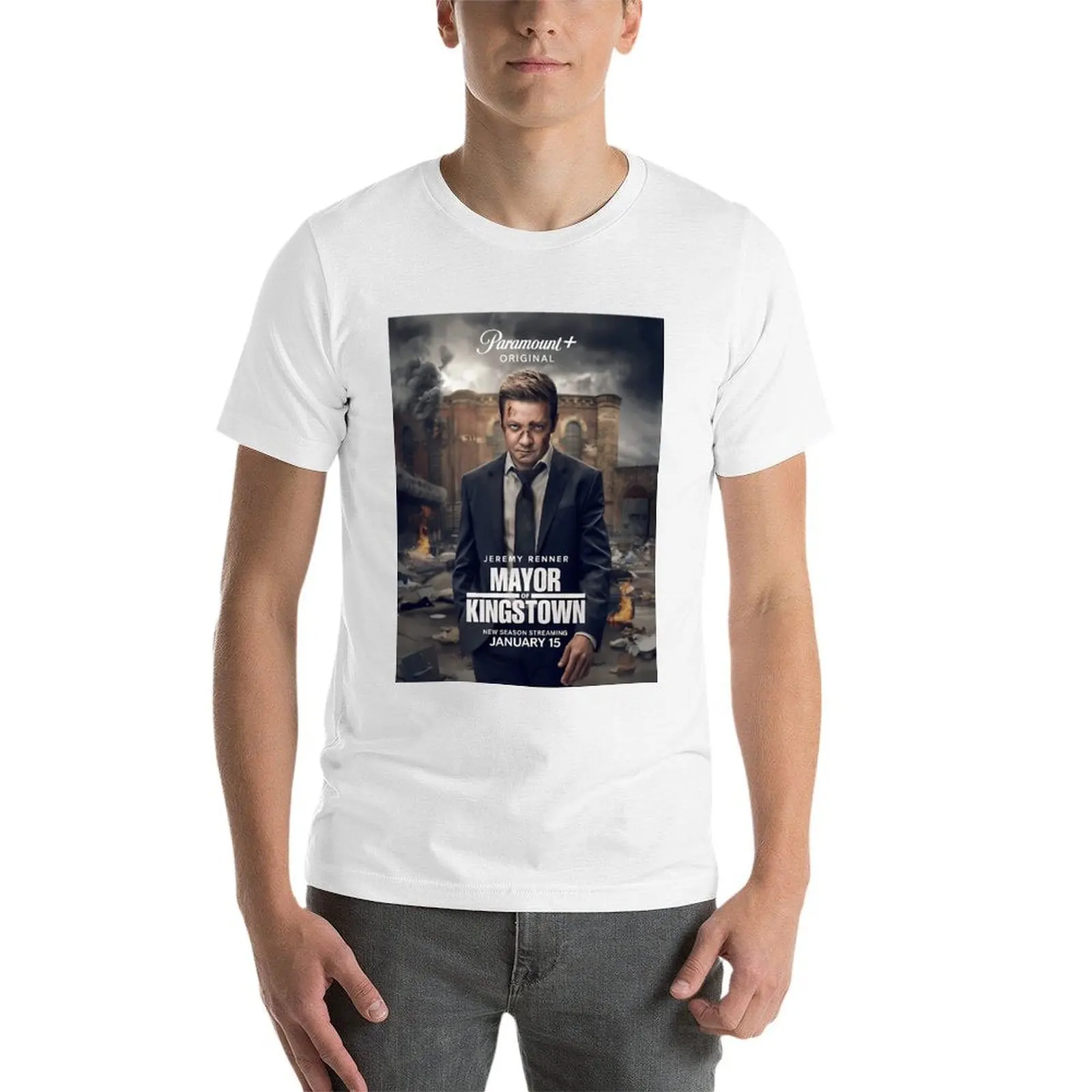 عمدة كينغستاون تي شيرت رجل تي شيرت للرجال عادية تي شيرت للرجل القطن مضحك تي شيرت