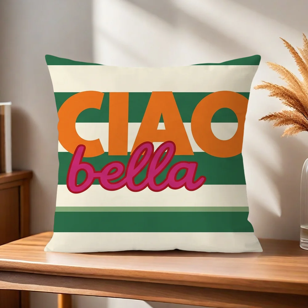 Ciao Bella Kissenbezug für Zuhause, Sofa, Wohnzimmer, Büro, Café, Auto – Detail 3