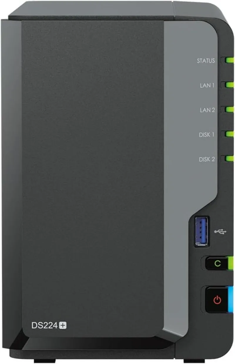 

DS224+ 2-Bay Diskstation NAS ( Celeron J4125 4-Core 2.0 GHz 2GB DDR4 RAM 2xRJ-45 1GbE LAN-Port) 8TB Bundle with 2X
