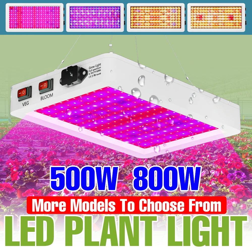 

Светодиодные фитолампы 800 Вт, полный спектр, для рассады и посадки, УФ/ИК, для теплиц, гроутентов, гидропоники, выращивания овощей и суккулентов