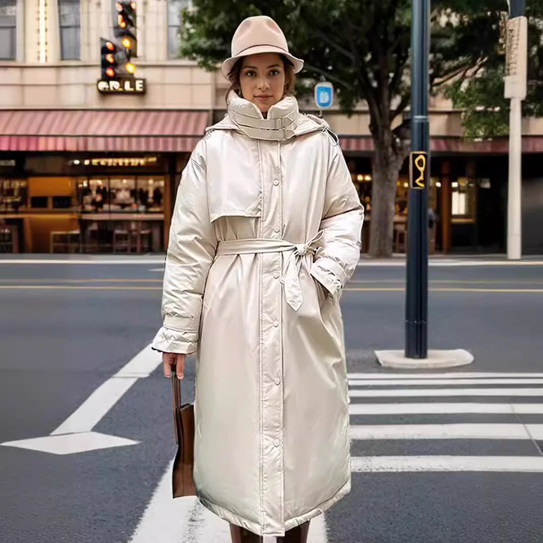 

2025 Winter Long Women's Parkas Coats Female Stand Collar Warm Thicken Cotton Jacket Female Casual Hooded Winter Jacket For Lady