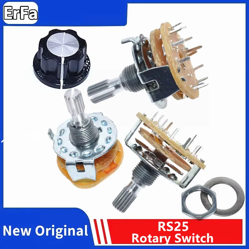1 pz RS25 interruttore a banda 1 p11t 2 p4t 2 p5t 2 p6t 3 p3t 3 p4t 4 p3t montaggio interruttore rotante selettore banda pomello di posizione quadri