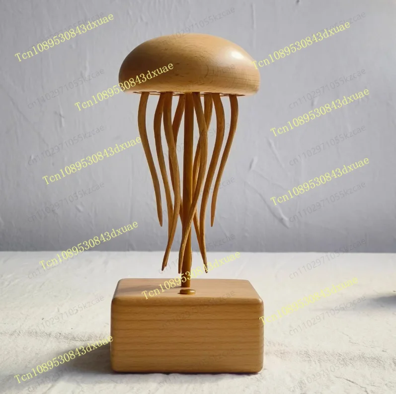 Unique Wooden Mechanical Jellyfish, Dynamic Desktop Ornament Creative Gift for Home Office Decor