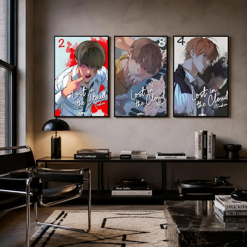 Manga Lost In The Clouds Poster Self-adhesive Art Waterproof Paper Sticker Coffee House Bar Room Wall Decor