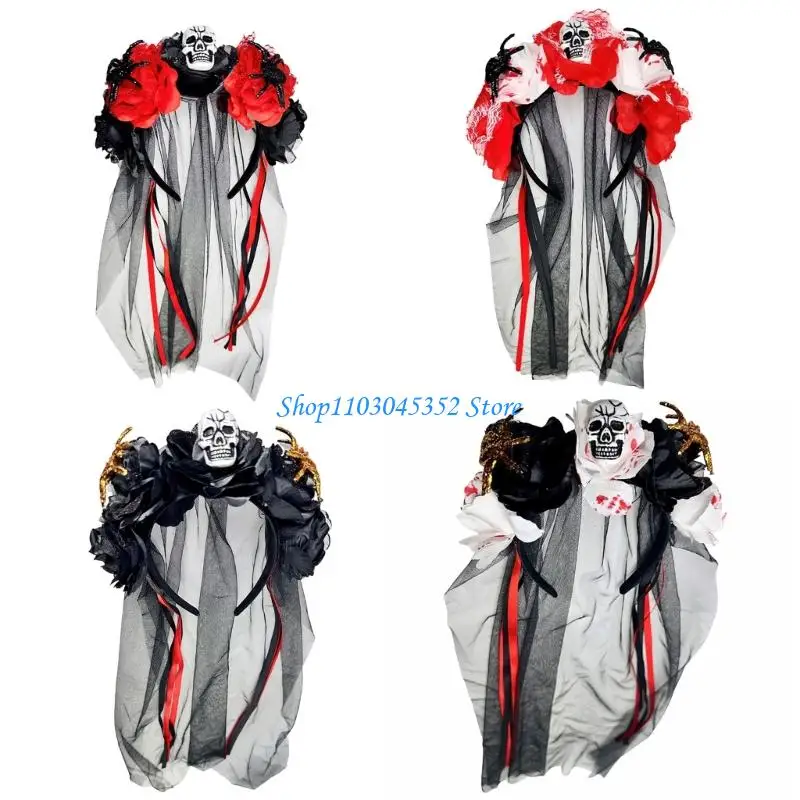 

Хэллоуин головной убор арахнид Призрака Голова Цветочная лента головной убор для женщин Детский детский косплей аксессуар для