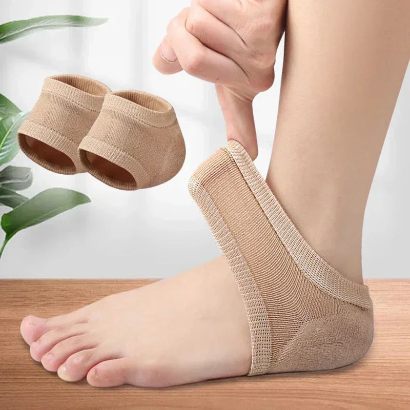 Silicone Protector Sleeve Heel Pads Heel Cups Plantar Fasciitis Support Feet Care Skin Repair Cushion Half-yard Gel Heel 1 Pair