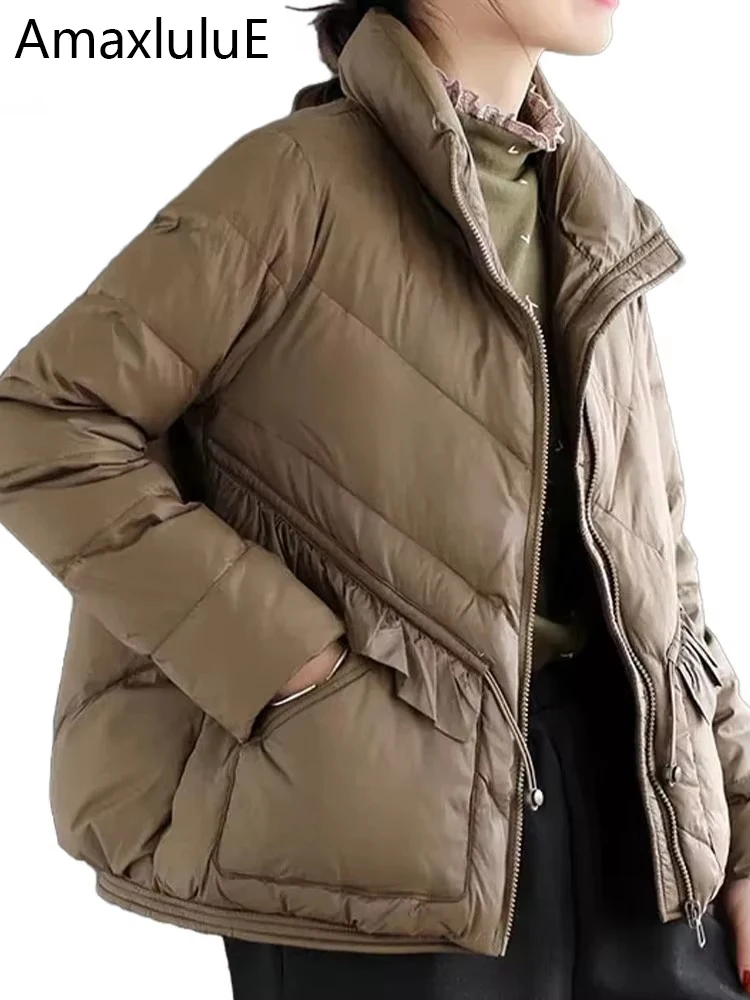 Amax luluE ماركة أزياء المرأة الشتاء الأبيض أسفل السترات الفاخرة خمر بطة أسفل سترة الترفيه الكلاسيكية فضفاضة الدافئة أسفل سترة