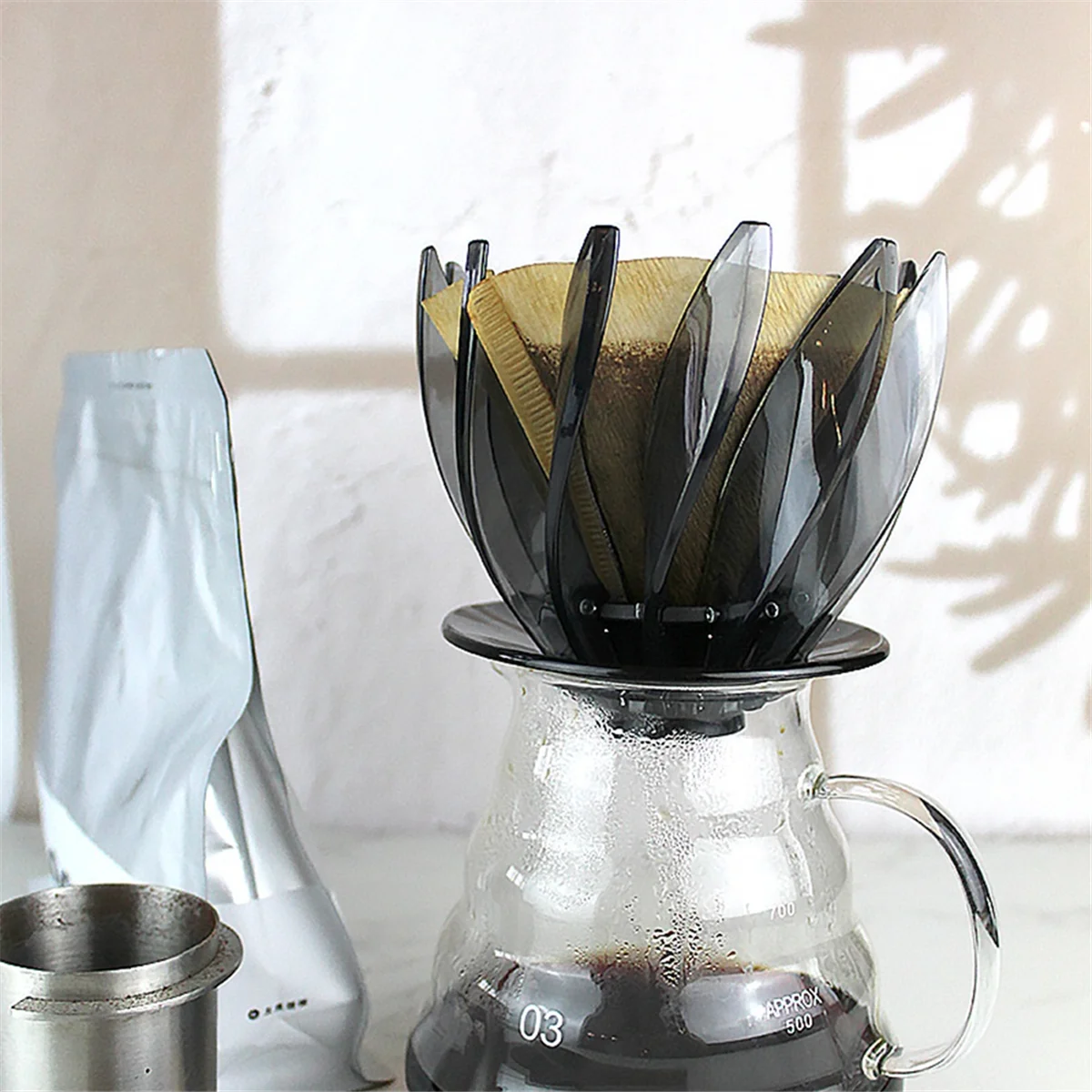 A62K فلتر القهوة بالتنقيط اليد المشروب القهوة تصفية القهوة المنقط دوامة الضلع تصميم ل 1-4 أكواب للمنزل مكتب أسود #6