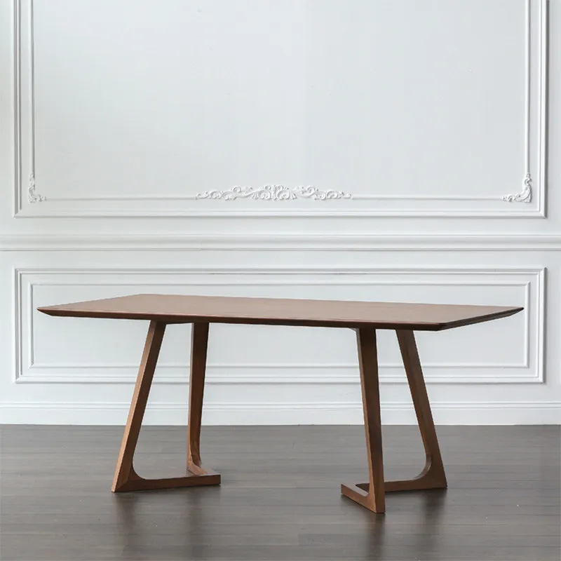 Nordic solid wood long dining table household multi-person eating table simple negotiation coffee table casual log desk desk