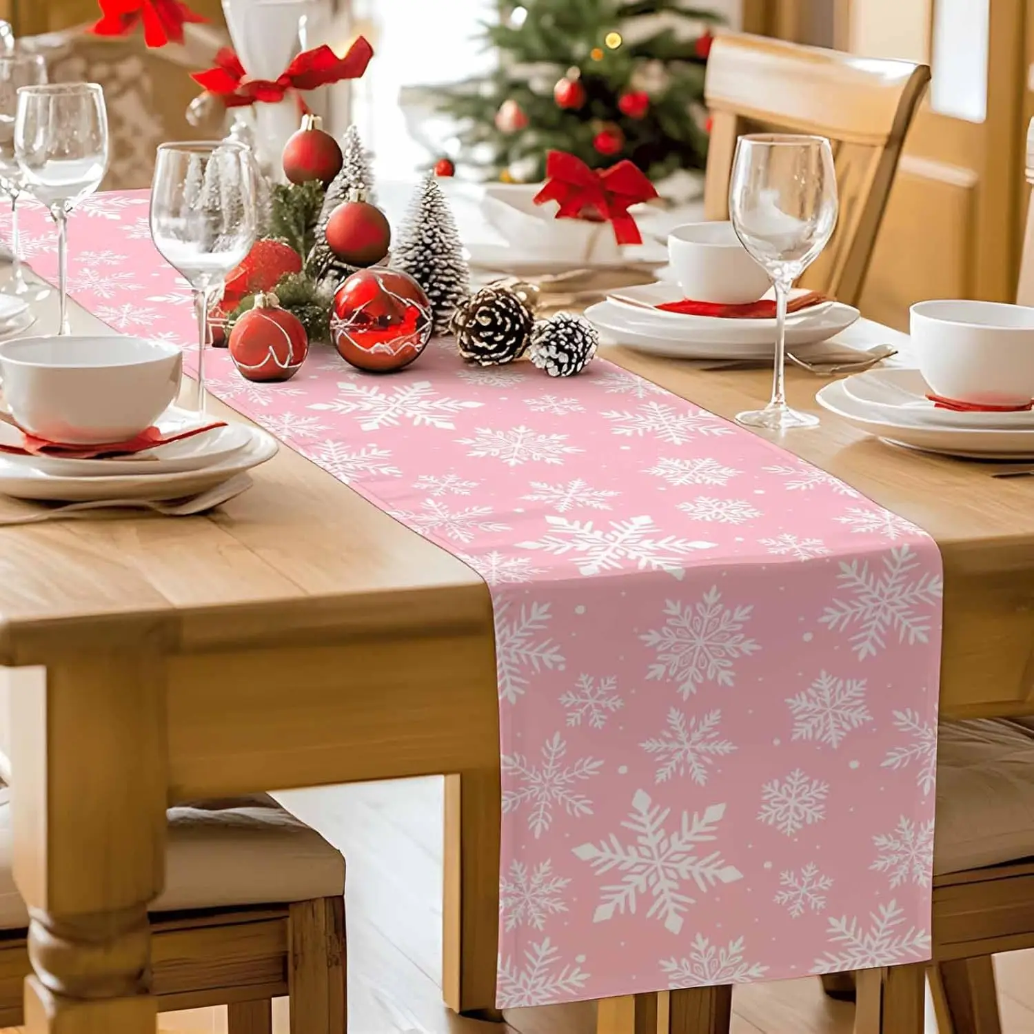 عيد الميلاد الثلج الكتان الجدول العدائين عطلة حزب زينة الشتاء عطلة طاولة طعام العدائين زينة عيد الميلاد #3