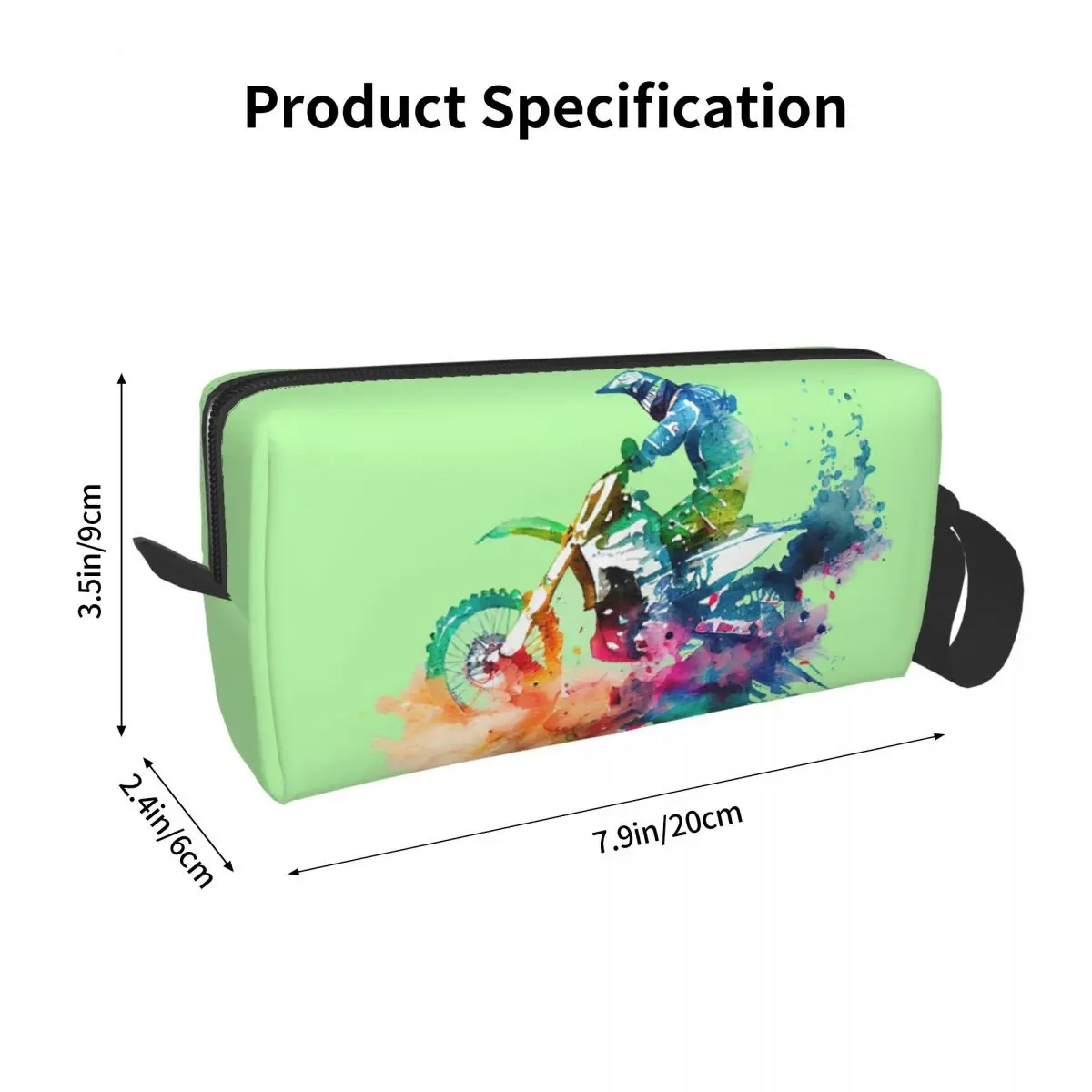 Mountain Motocross Rider Ink Painting Pencil Case for School Pen Box Pencil Bag Stationery Supplies Travel Women Organizer Pouch