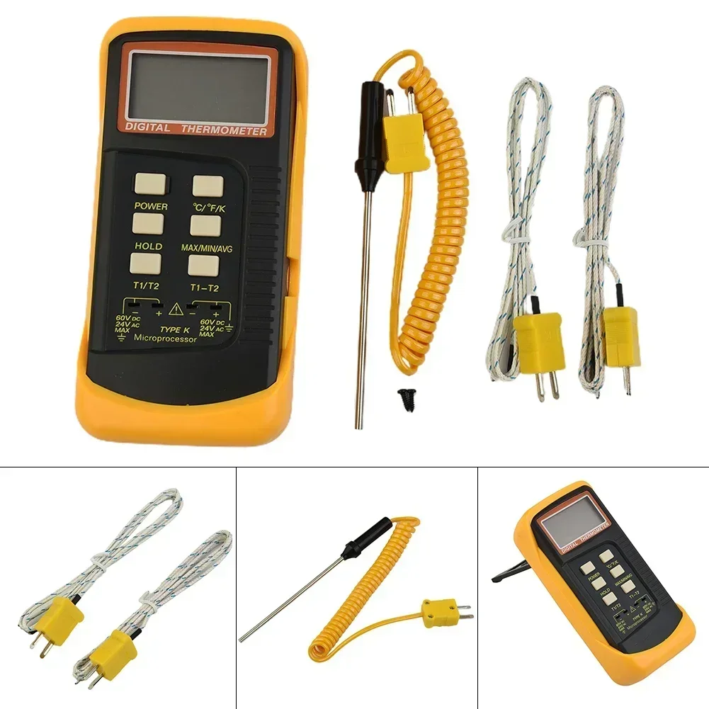 

Digital Thermometer Thermocouple 2 Sensors K Type Measurement -50°C To 1300°C -58°F To 2372°F 1 Meter Cable Length