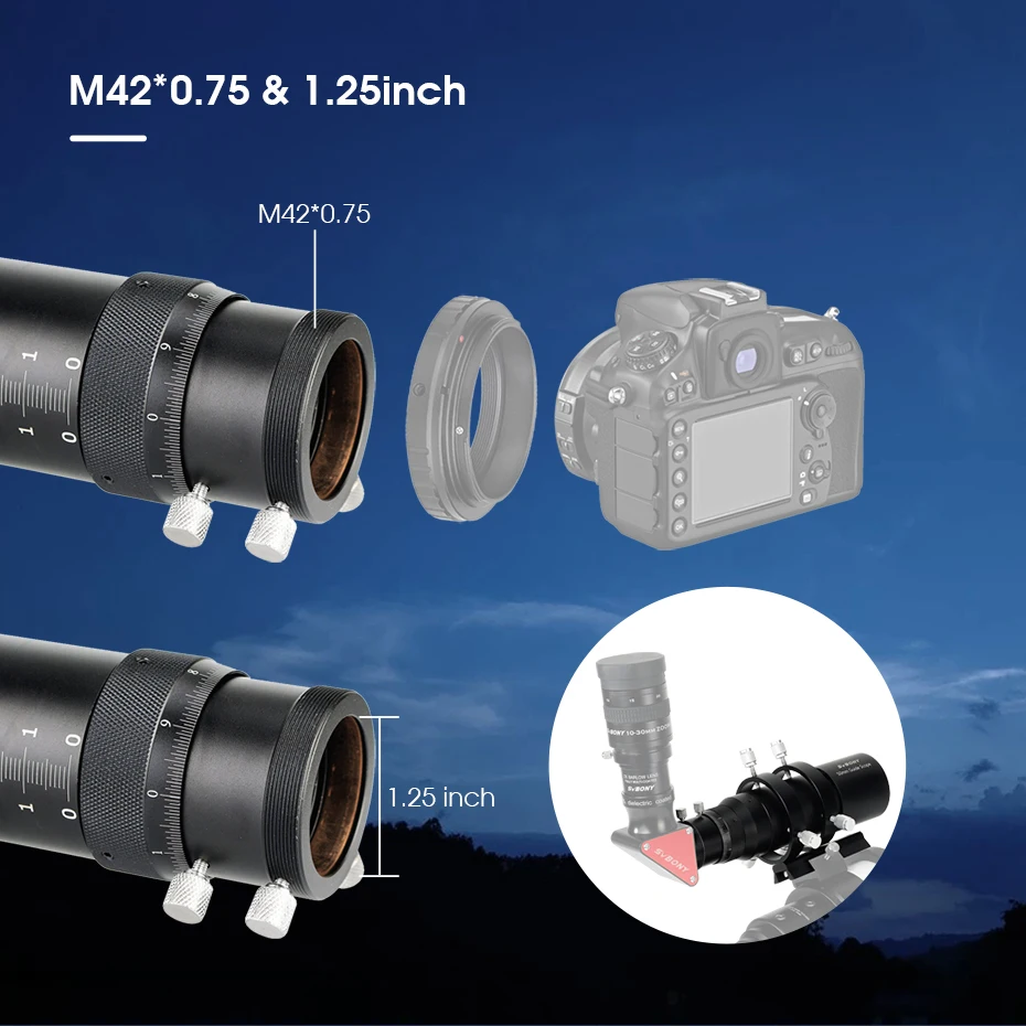 SVBONY SV106 Führungsfernrohr 50/60 mm, vielseitig einsetzbar, vollständig mehrfach beschichtet, vollständig mit spiralförmigem Fokussierer für CCD-Astronomiekamera oder Okular – Detail 14
