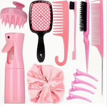 12 pçs/set desembaraçar escova de cabelo encaracolado curvado rato cauda pente conjunto borda escova de cabelo encaracolado escova de cabelo salão de beleza ferramentas de cabelo