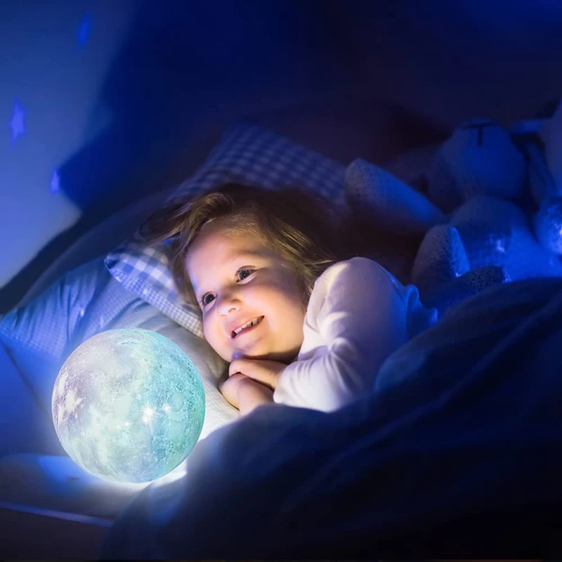 Lámpara de luna con soporte, luz de luna, Galaxia, regalos para Navidad, regalos de cumpleaños, 16 colores, decoración espacial, cosas geniales