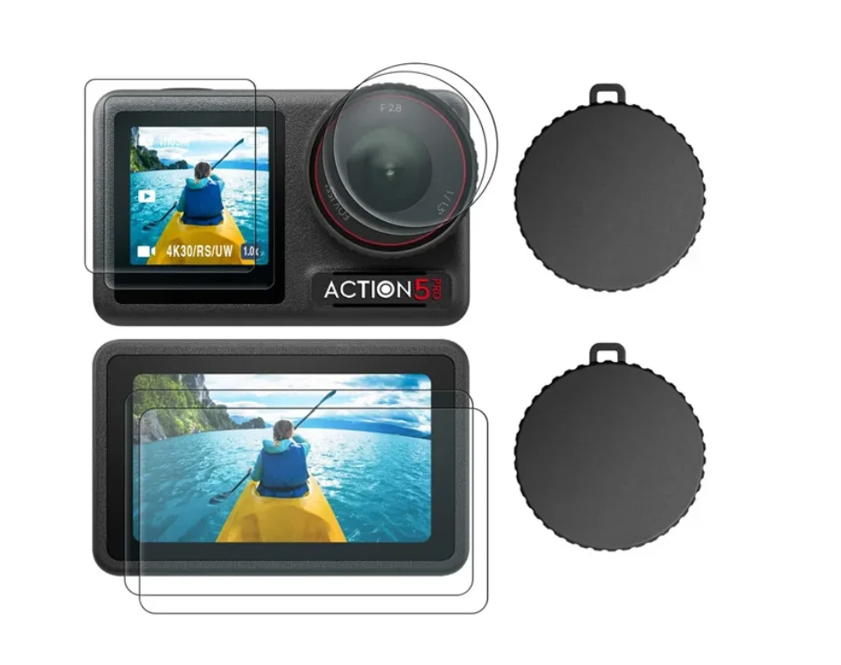 DJI 액션 5 프로용 실리콘 스크린 보호대, 액세서리 키트, 보관 케이스, 강화 스크린 보호대 렌즈 커버