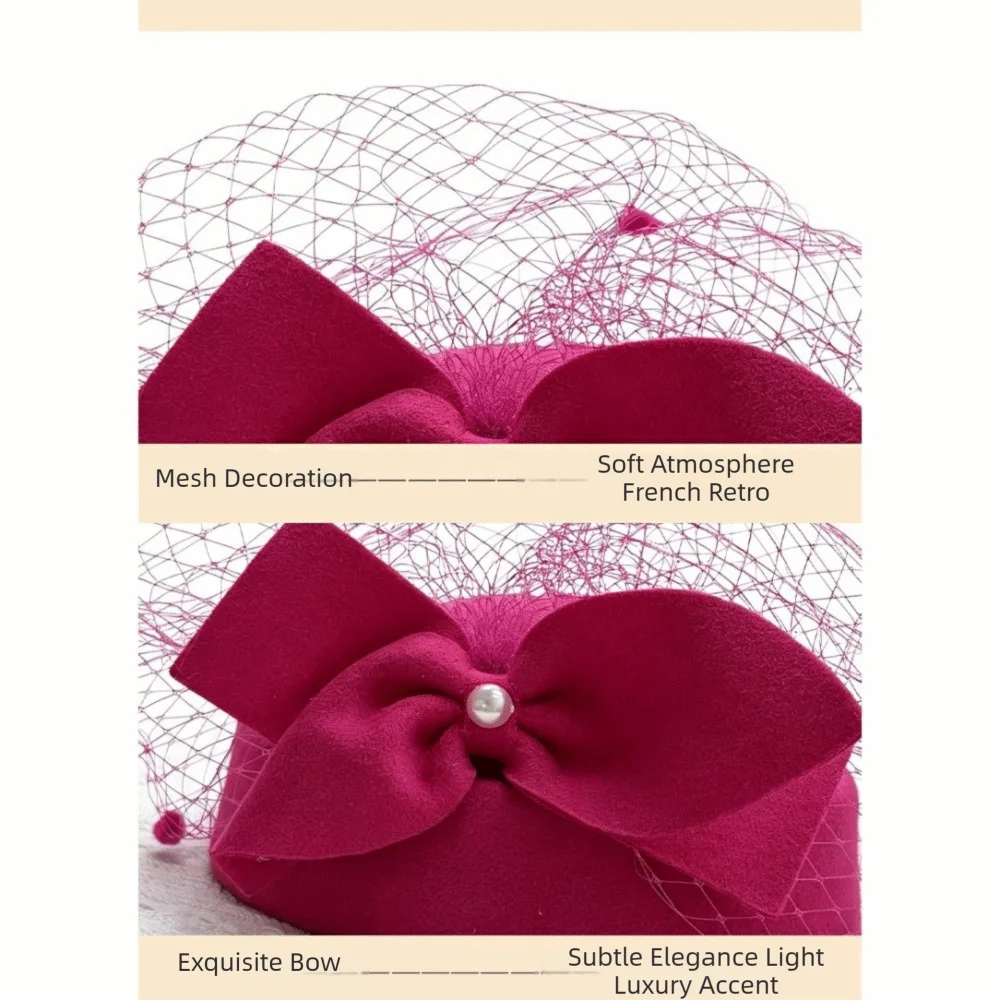 Uniform Stewardess Hat French Style Bow Fedora Hat Fedoras Pearls Pillbox Hat Dome Air Hostess Formal Hat Live Show