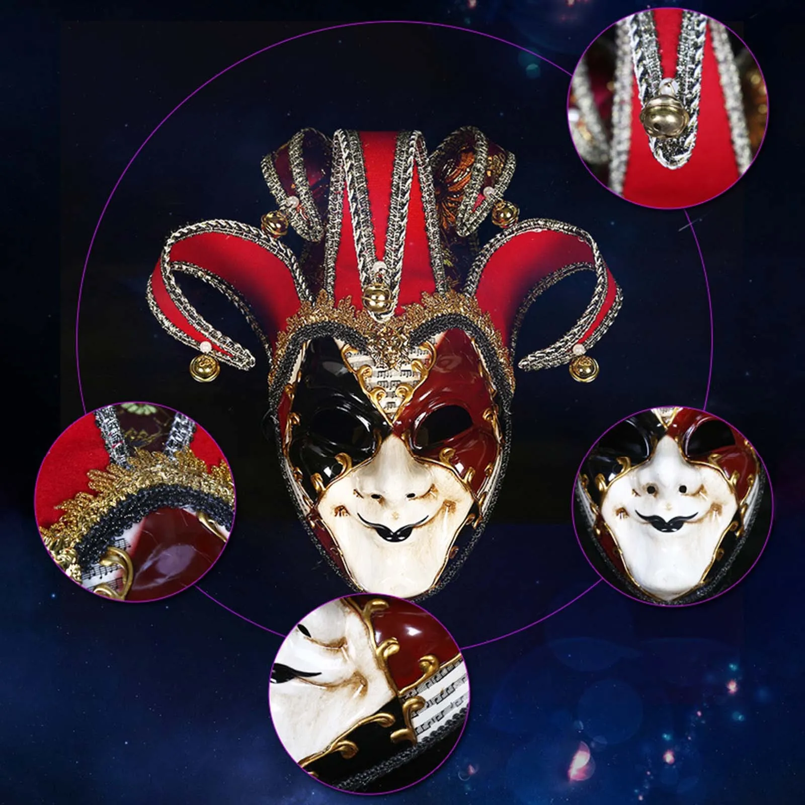 Facial Joker Crack Mask for Women Men Carnival Christmas Holiday Party Painted Venetian Face Masks Halloween Cosplay Mask