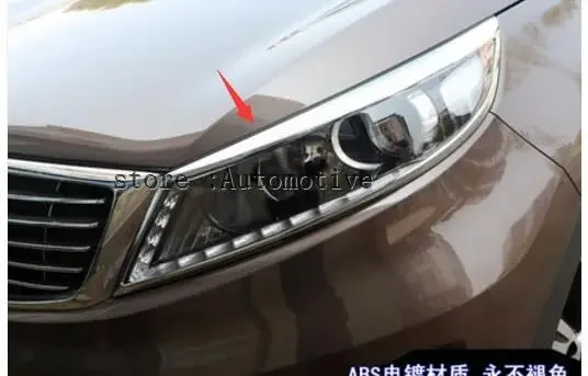 ABS Chrome Head Light Lamp Cover Trim New 2Pcs\set exterior for 2011 -2015 For Kia Sportage