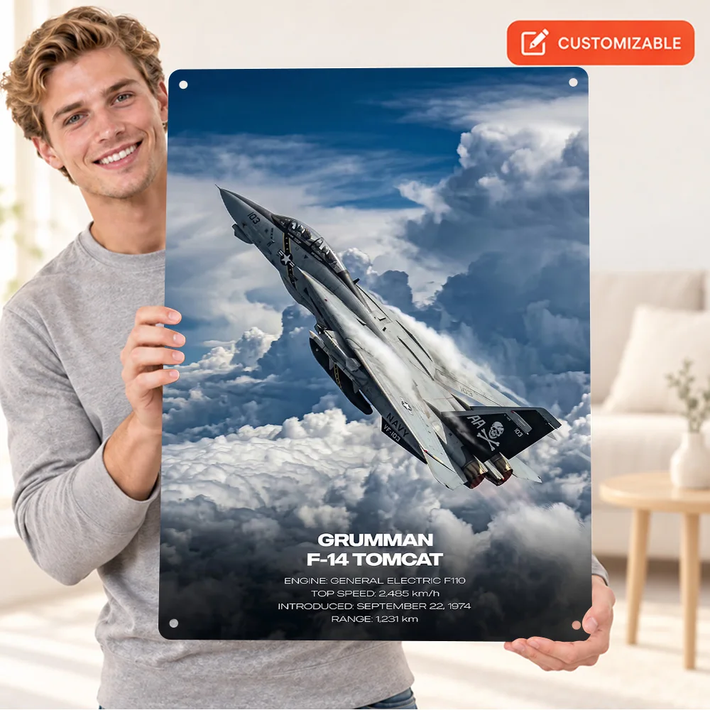 Grumman F-14 Tomcat Animal Printed Poster Customized Aluminum Metal Sign Decorative Wall Art For Kitchen Cooking Enthusiast Gift