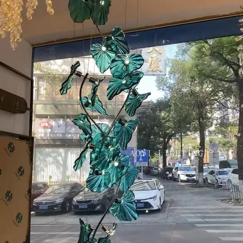 

French Vintage Blue Glass Shade Wall Lustre Metal Dimmable Ceiling Light for Hotel Restaurant Villa