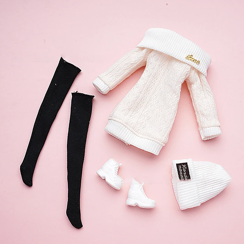 1Set 30cm Doll\'s Clothes Suit Dress Up Accessories Sweater Hat Stockings Suit Girl Play House Toy