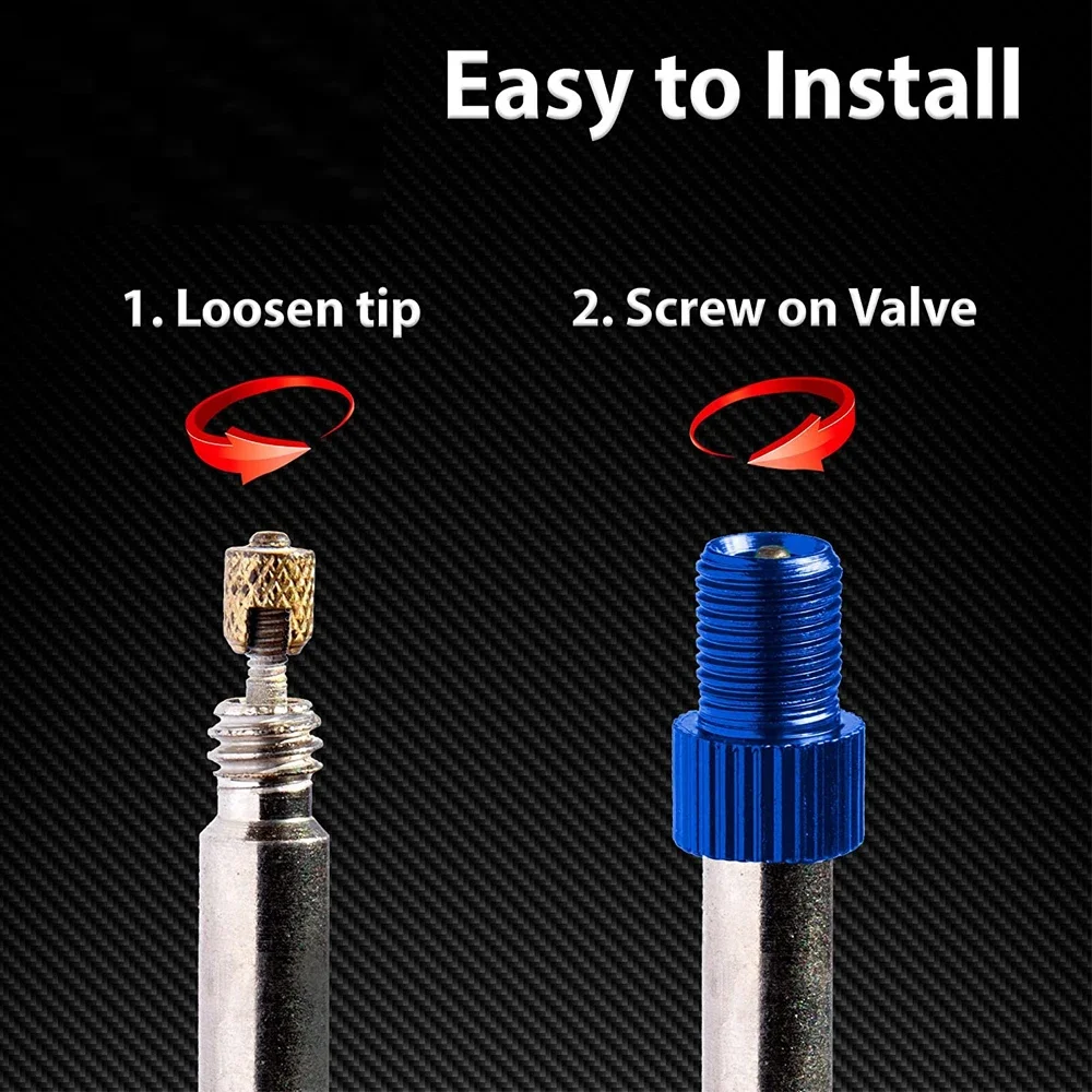 4 قطع محول صمام بريستا إلى شريدر - محول إطارات الدراجة الفرنسي/المملكة المتحدة إلى الولايات المتحدة - يعمل مع المضخة القياسية وضاغط الهواء