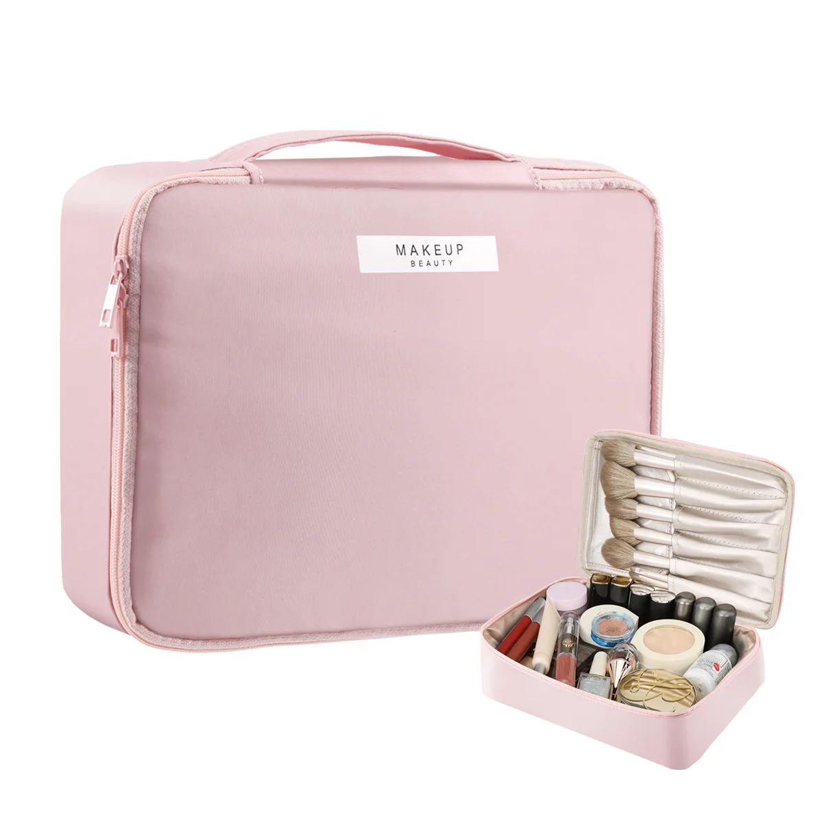 Bolsa de cosméticos para mulheres Bolsa de viagem cosmética Bolsa de higiene para maquiagem Bolsa de escova Bolsa de higiene reutilizável - Rosa