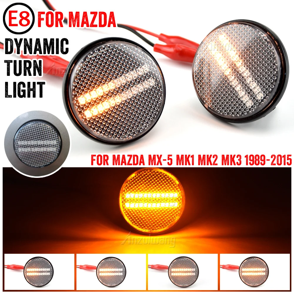 For Mazda MX5 MX-5 MK1 MK2 MK3 Turn Signal Dynamic LED Side Marker Light Repeater Lamp Flowing Indicator 1989 1999 2000-2015