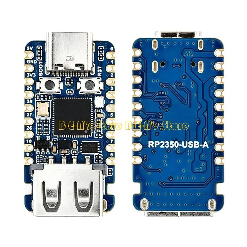 Y1AD USB-A Extension Development Board Circuit Card with P2350 Microcontroller, USB Type C Receptacle, 15 GPIO Lines and Small
