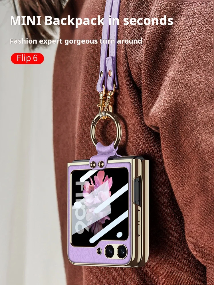 Crossbody Lanyard Phone Case for Samsung Galaxy Z Flip 6 5G Ultra Thin Anti Fingerprint Phone Case