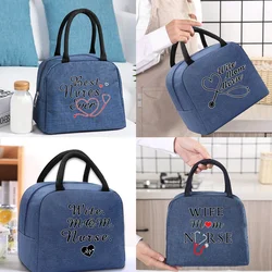 Bolsa de almuerzo térmica para el trabajo, bolsa aislante de lona con cremallera, bolsas de almacenamiento de comida para Picnic, bolso de mano Unisex de la serie enfermera