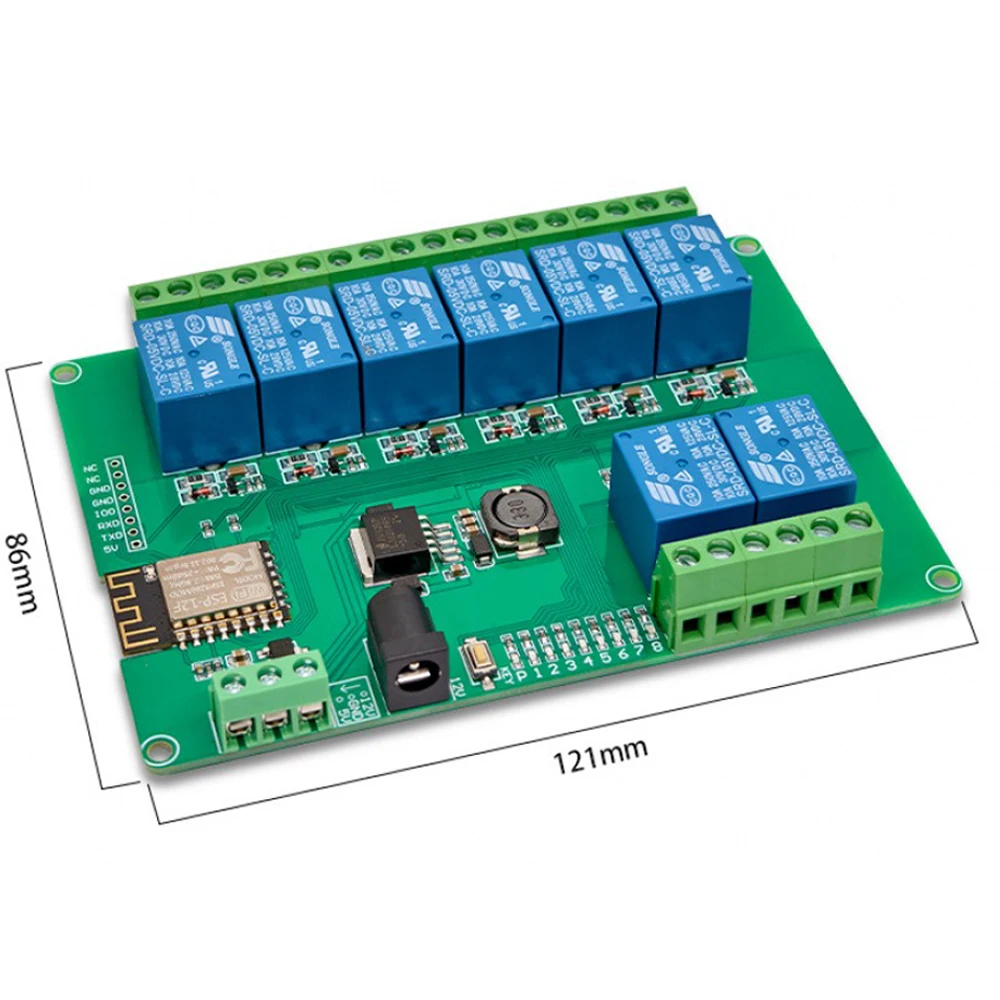 DC5V/12-24V Power Supply ESP8266 WIFI Eight Channel Relay Module Secondary Development Board Wireless Smart Home Relay Board