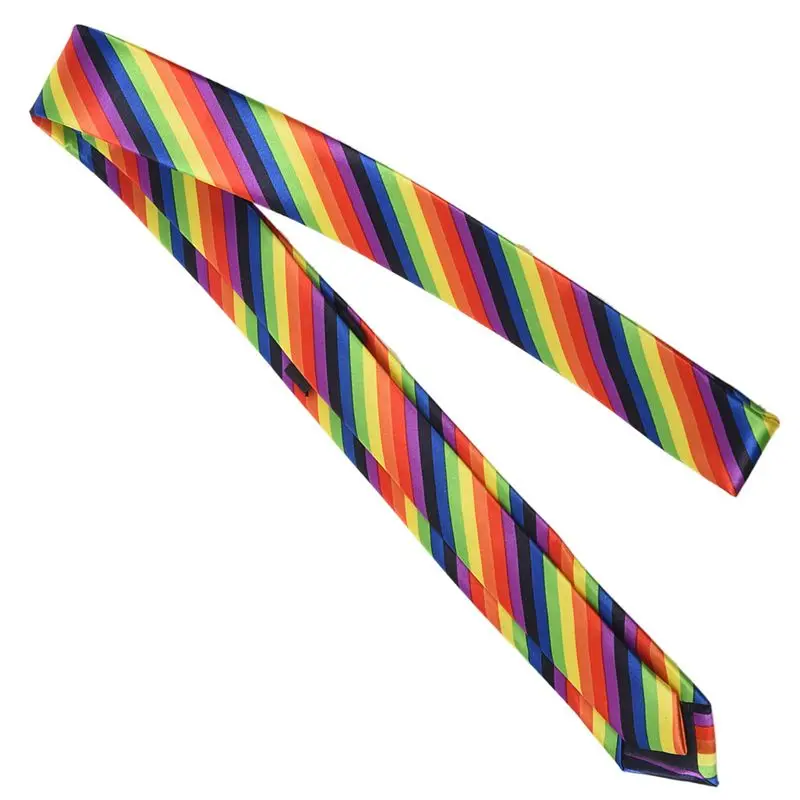 

TEXU 5X Men Fashion Casual Skinny Slim Narrow Tie Formal Wedding Party Necktie, 19 (Rainbow Color Stripes)
